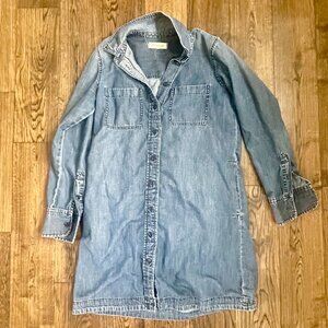 Madewell Chambray Denim Shirt Dress Long Sleeve Button Down Blue XS